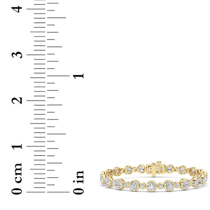 9Cttw Round Lab Grown Diamond (F/VS ) Bezel Set Bracelet in 14K Gold