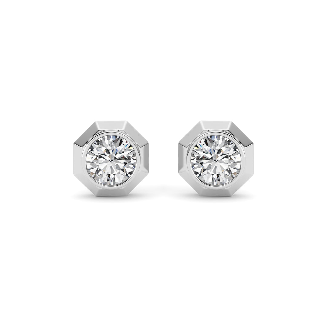 2Cttw Round Shaped Lab Grown Diamond (F/VS ) StudEarrings in 14K Gold