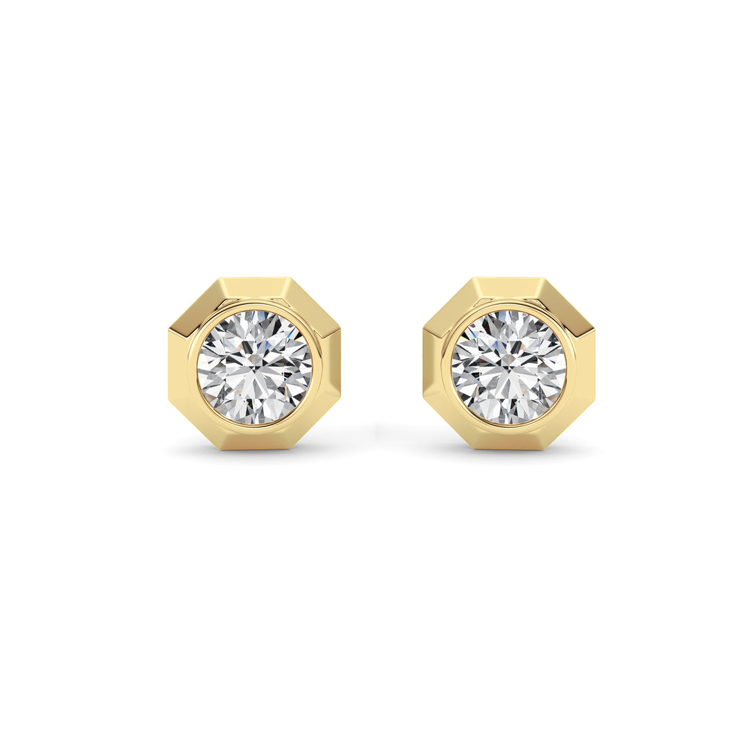 2Cttw Round Shaped Lab Grown Diamond (F/VS ) StudEarrings in 14K Gold