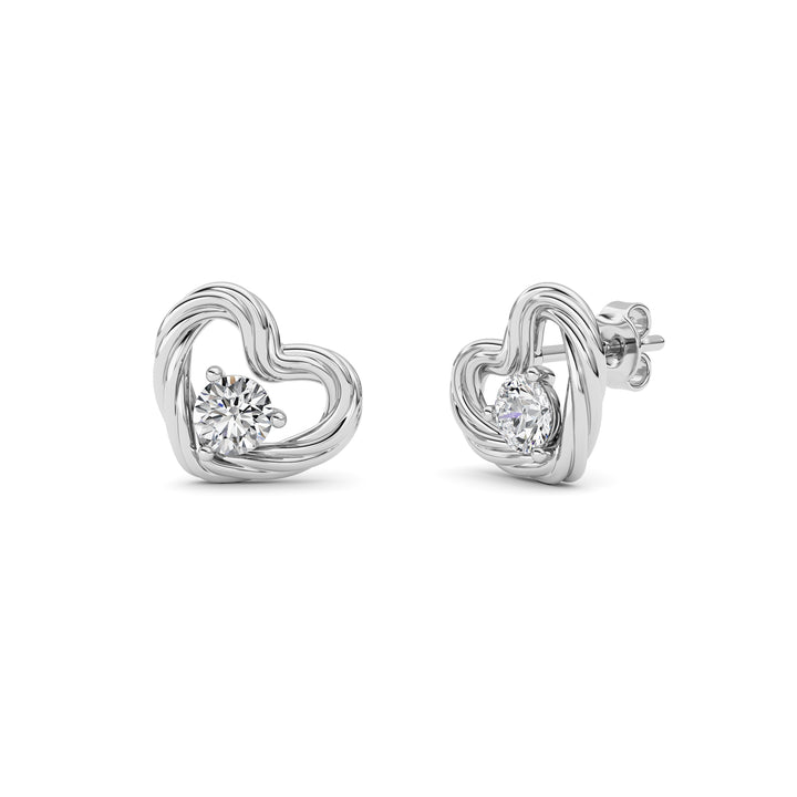 0.5Cttw Round Shaped Lab Grown Diamond (F/VS ) Heart Earrings in 14K Gold