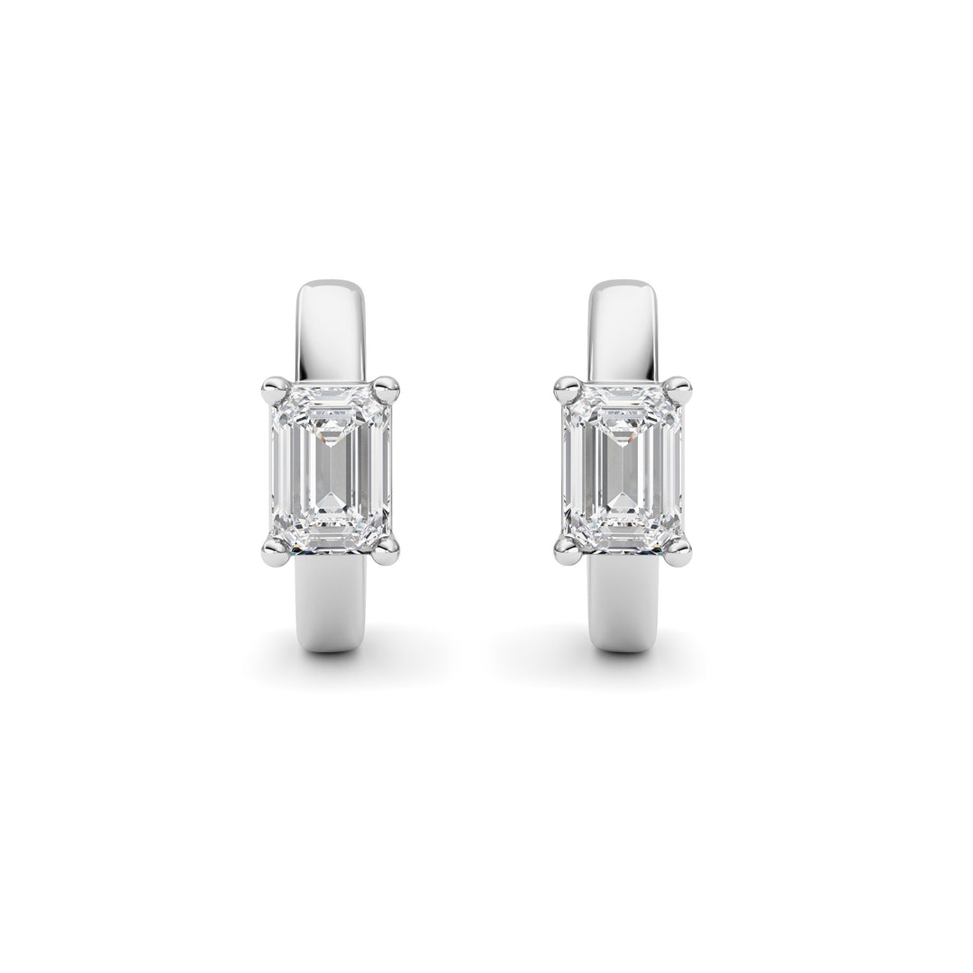 1Cttw Emerald Shaped Lab Grown Diamond (F/VS ) Huggie Earrings in 14K Gold