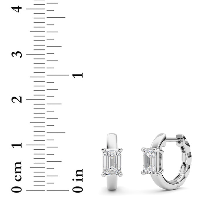 1Cttw Emerald Shaped Lab Grown Diamond (F/VS ) Huggie Earrings in 14K Gold