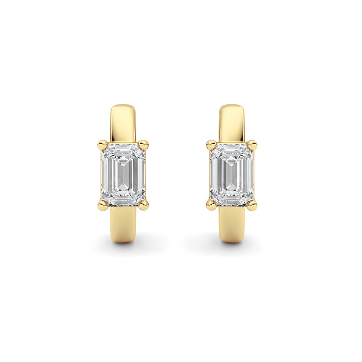 1Cttw Emerald Shaped Lab Grown Diamond (F/VS ) Huggie Earrings in 14K Gold