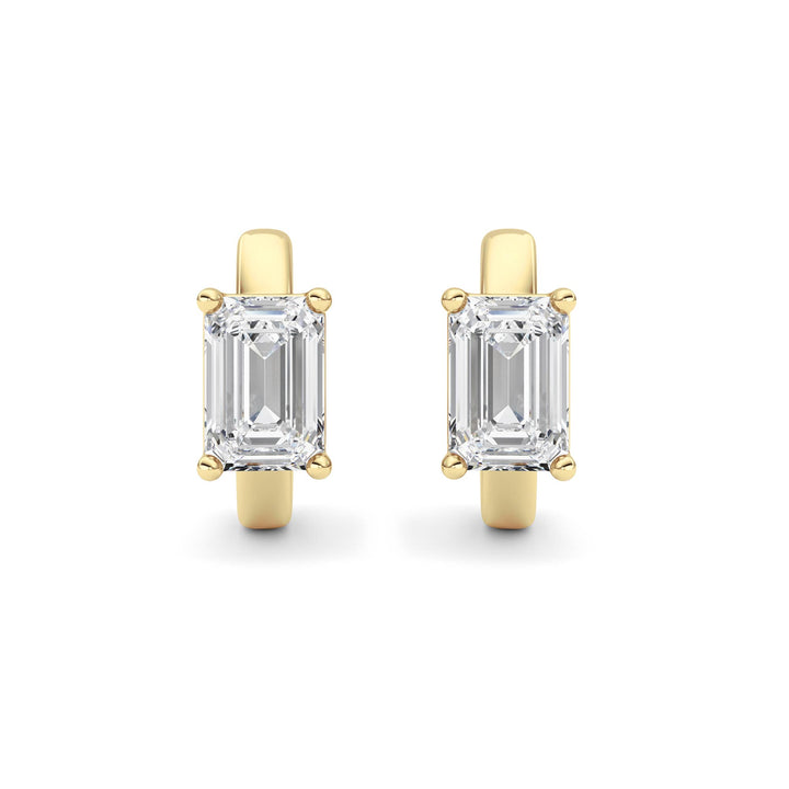 2Cttw Emerald Shaped Lab Grown Diamond (F/VS ) Huggie Earrings in 14K Gold