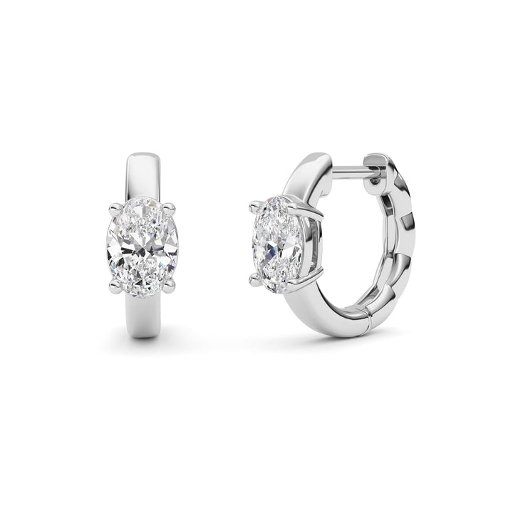 1Cttw Oval Shaped Lab Grown Diamond (F/VS ) Huggie Earrings in 14K Gold