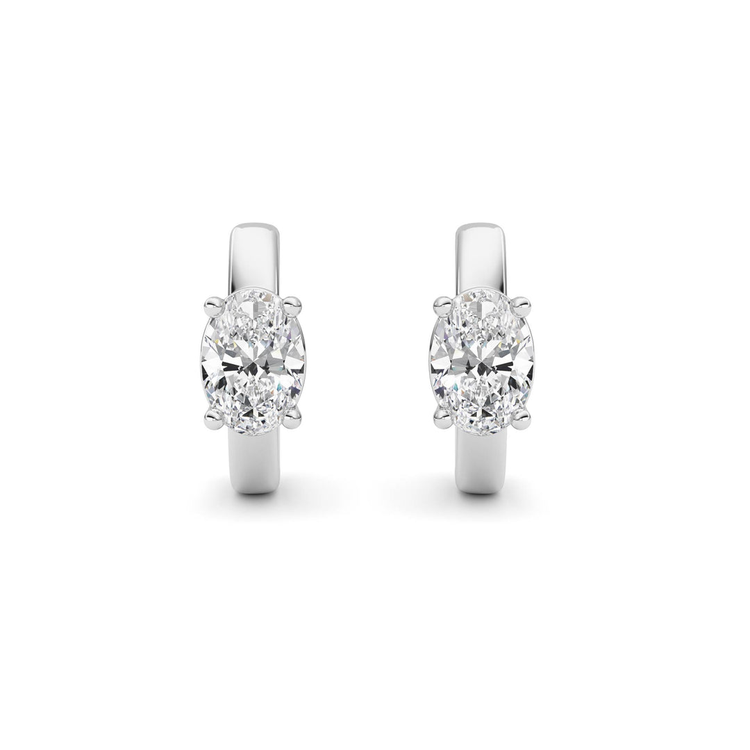 1Cttw Oval Shaped Lab Grown Diamond (F/VS ) Huggie Earrings in 14K Gold