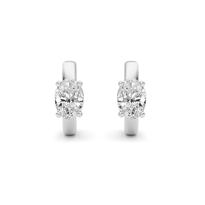 1Cttw Oval Shaped Lab Grown Diamond (F/VS ) Huggie Earrings in 14K Gold