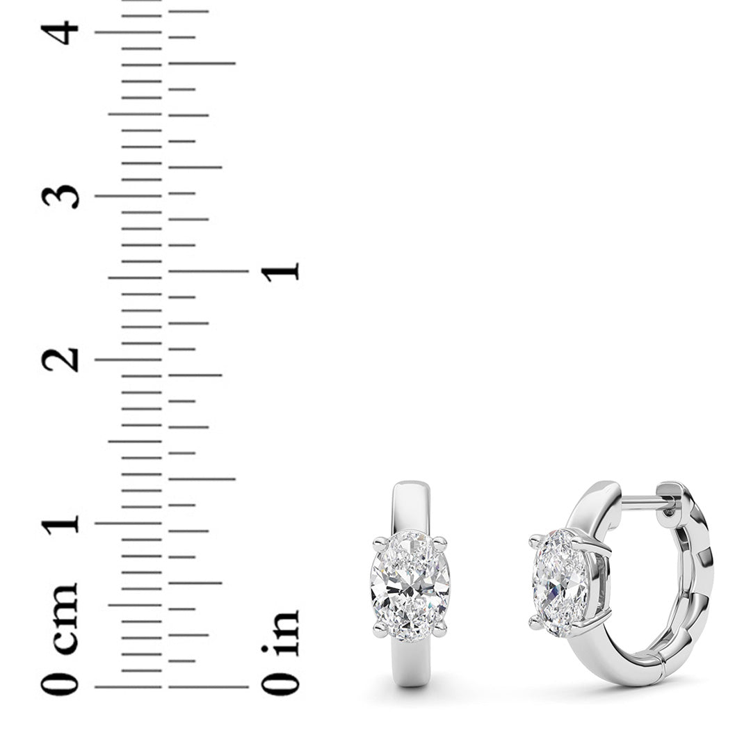 1Cttw Oval Shaped Lab Grown Diamond (F/VS ) Huggie Earrings in 14K Gold