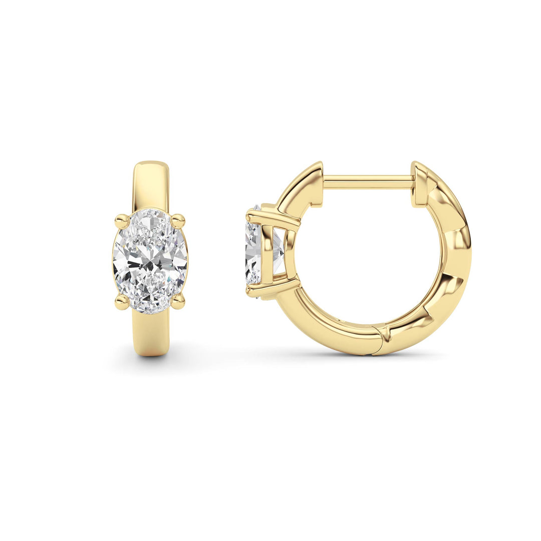 1Cttw Oval Shaped Lab Grown Diamond (F/VS ) Huggie Earrings in 14K Gold