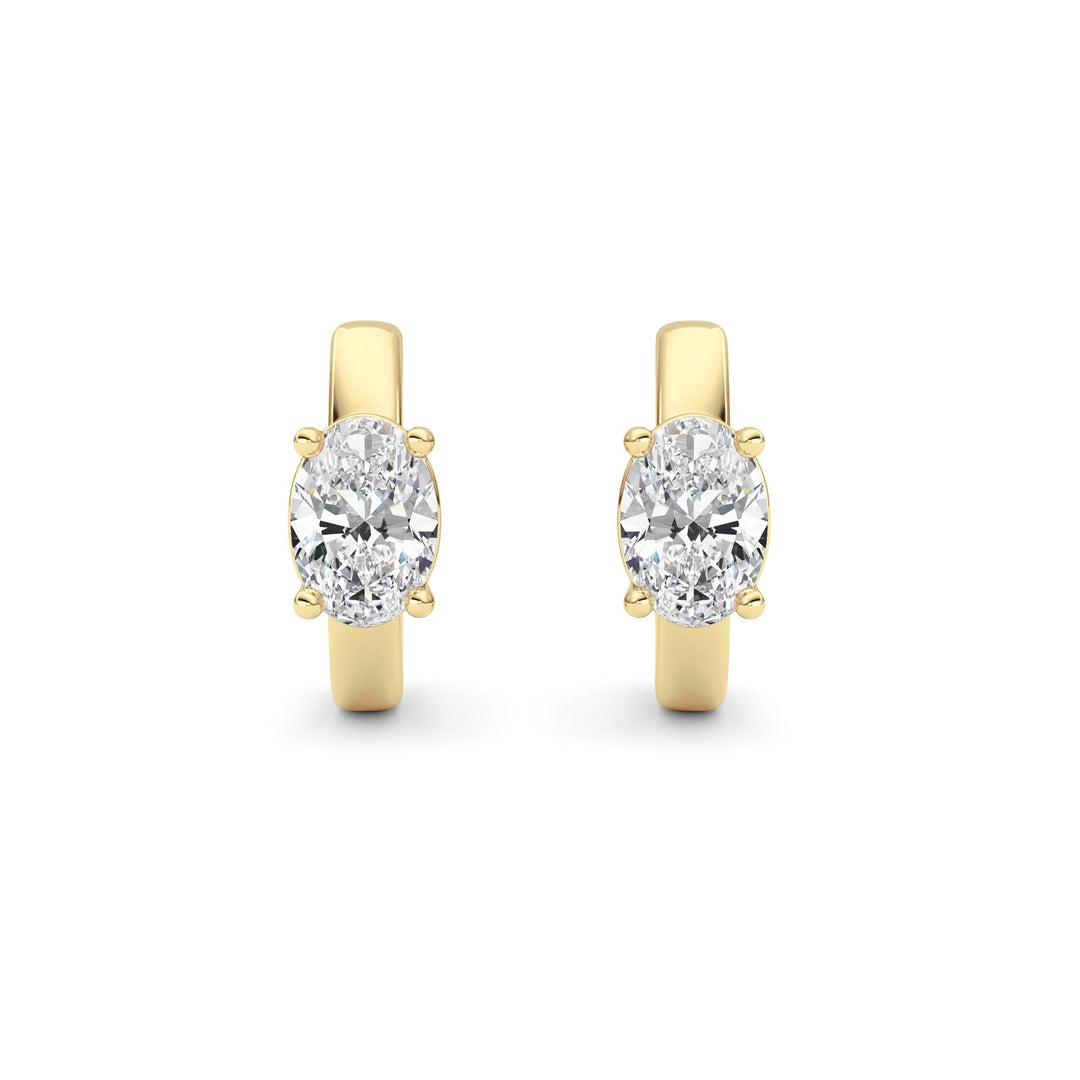 1Cttw Oval Shaped Lab Grown Diamond (F/VS ) Huggie Earrings in 14K Gold