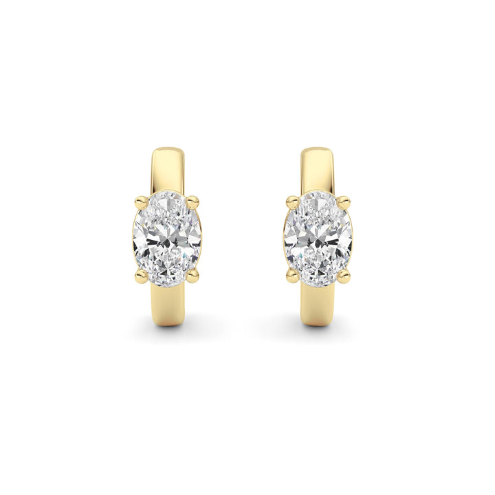 1Cttw Oval Shaped Lab Grown Diamond (F/VS ) Huggie Earrings in 14K Gold