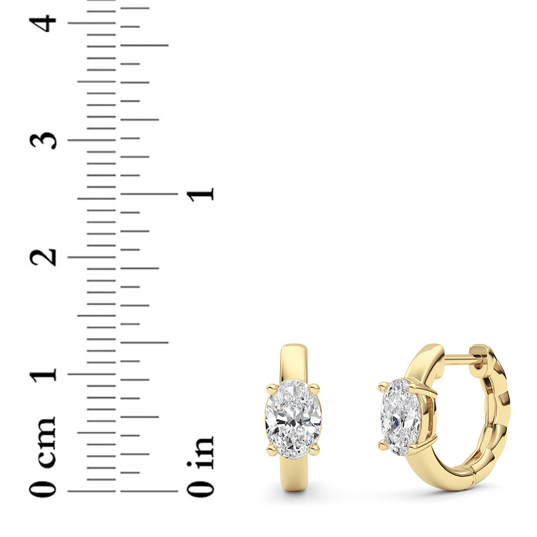1Cttw Oval Shaped Lab Grown Diamond (F/VS ) Huggie Earrings in 14K Gold