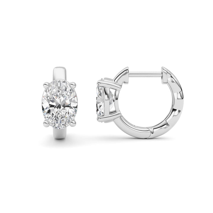 2Cttw Oval Shaped Lab Grown Diamond (F/VS ) Huggie Earrings in 14K Gold