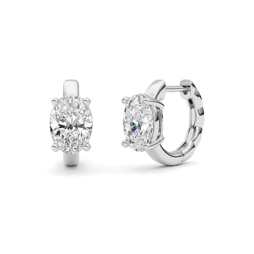 2Cttw Oval Shaped Lab Grown Diamond (F/VS ) Huggie Earrings in 14K Gold