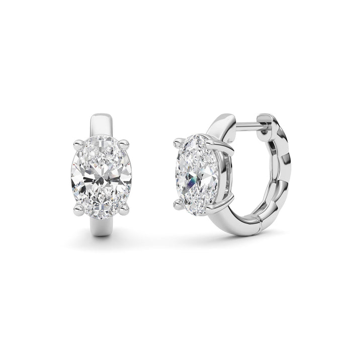 2Cttw Oval Shaped Lab Grown Diamond (F/VS ) Huggie Earrings in 14K Gold
