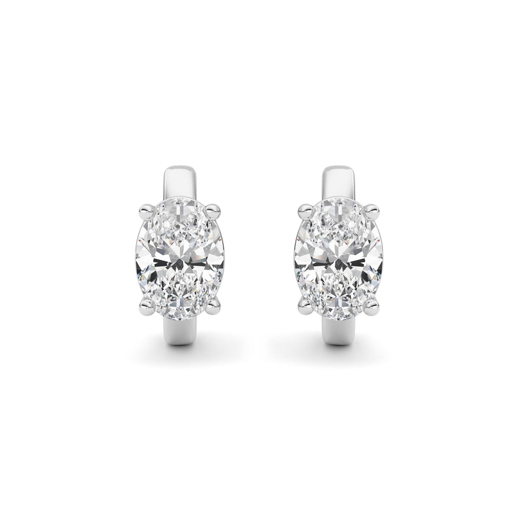 2Cttw Oval Shaped Lab Grown Diamond (F/VS ) Huggie Earrings in 14K Gold