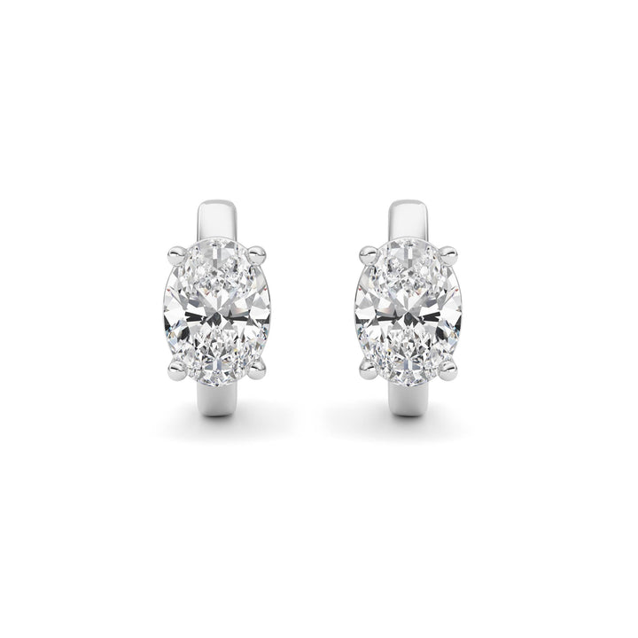 2Cttw Oval Shaped Lab Grown Diamond (F/VS ) Huggie Earrings in 14K Gold
