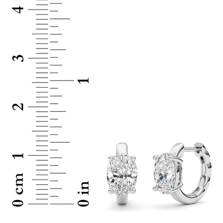 2Cttw Oval Shaped Lab Grown Diamond (F/VS ) Huggie Earrings in 14K Gold
