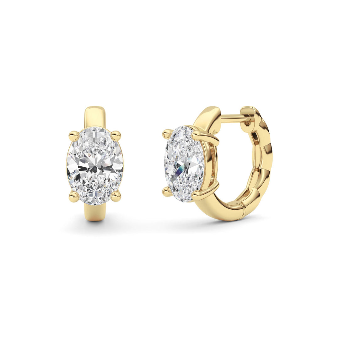 2Cttw Oval Shaped Lab Grown Diamond (F/VS ) Huggie Earrings in 14K Gold