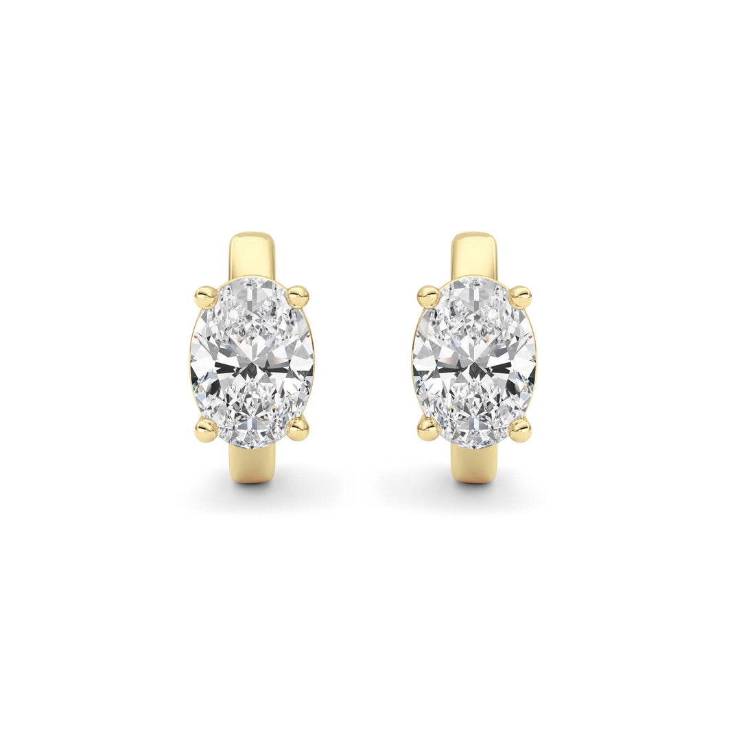 2Cttw Oval Shaped Lab Grown Diamond (F/VS ) Huggie Earrings in 14K Gold