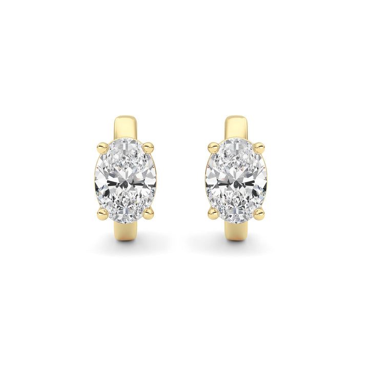 2Cttw Oval Shaped Lab Grown Diamond (F/VS ) Huggie Earrings in 14K Gold