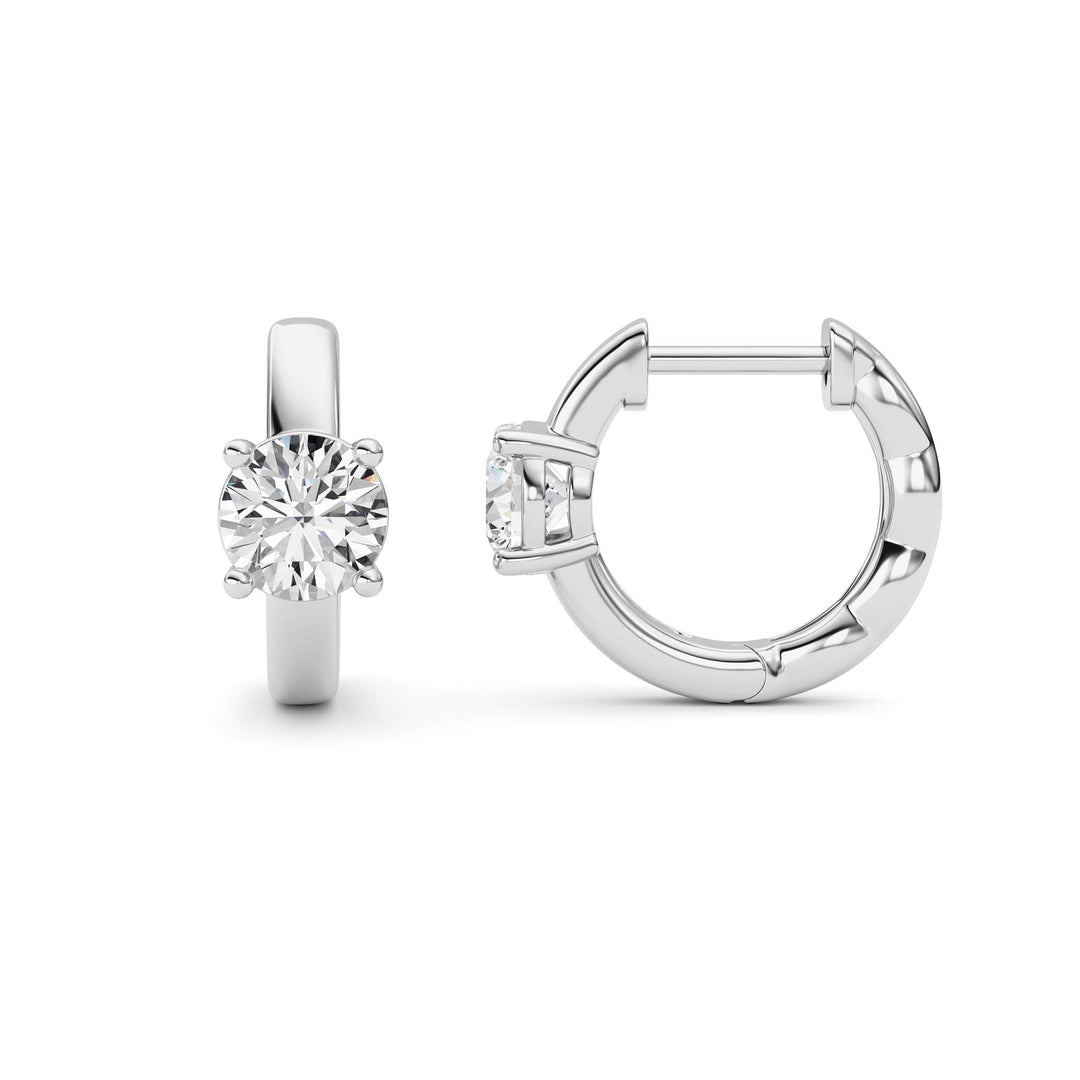 1Cttw Round Shaped Lab Grown Diamond (F/VS ) Huggie Earrings in 14K Gold
