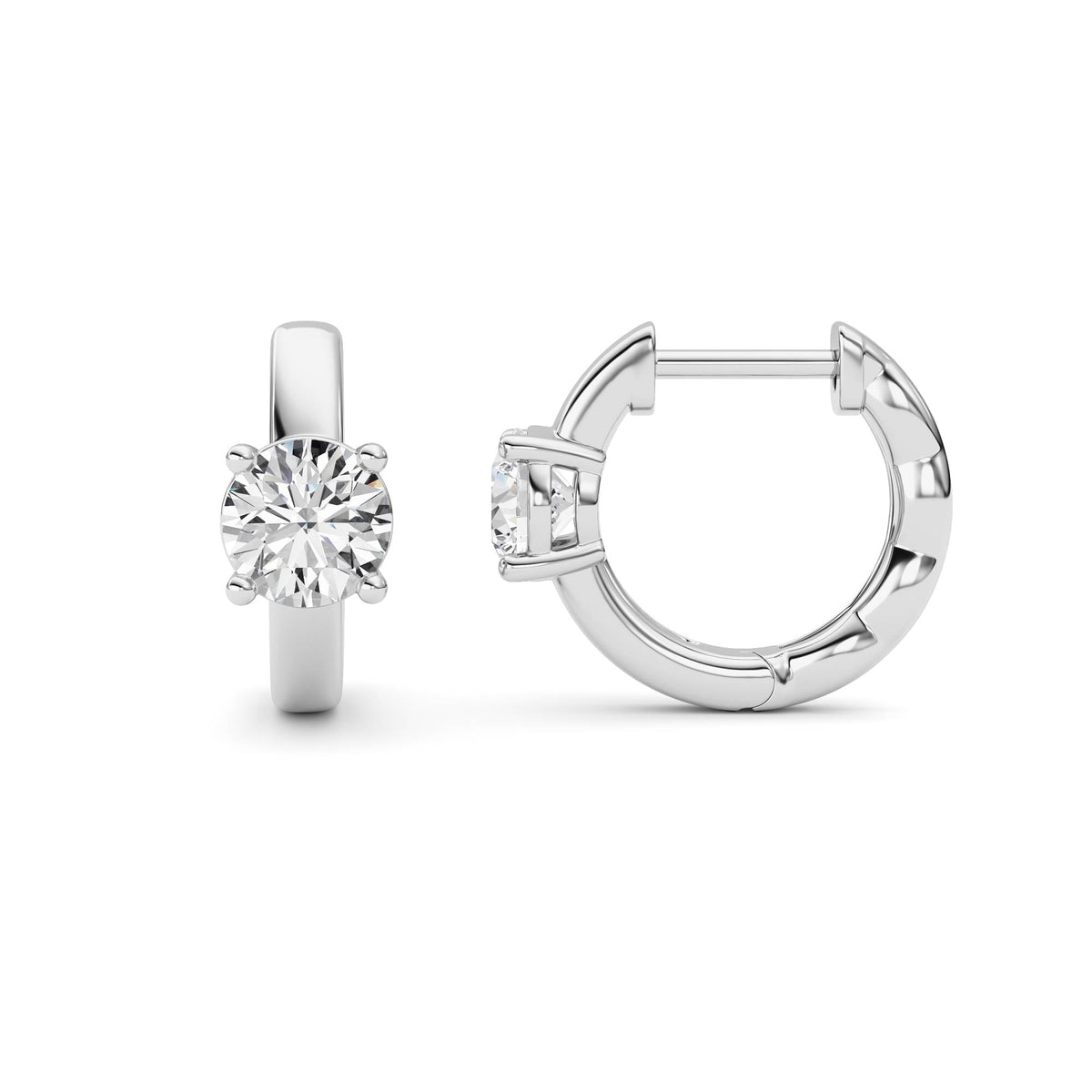 1Cttw Round Shaped Lab Grown Diamond (F/VS ) Huggie Earrings in 14K Gold