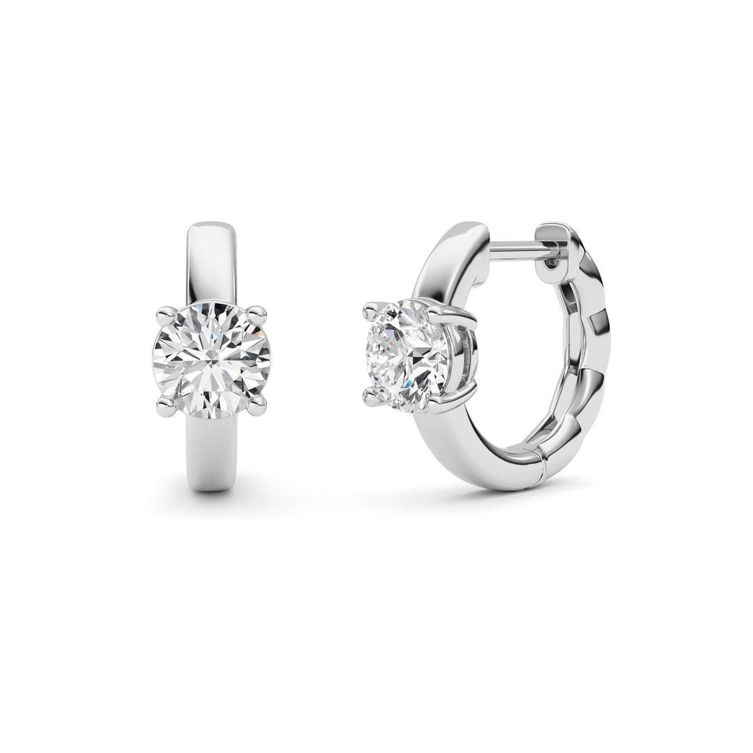 1Cttw Round Shaped Lab Grown Diamond (F/VS ) Huggie Earrings in 14K Gold