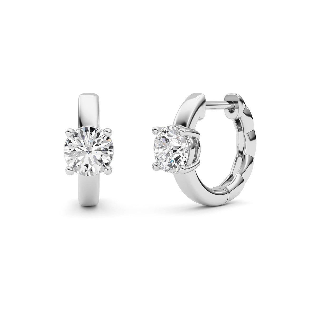 1Cttw Round Shaped Lab Grown Diamond (F/VS ) Huggie Earrings in 14K Gold