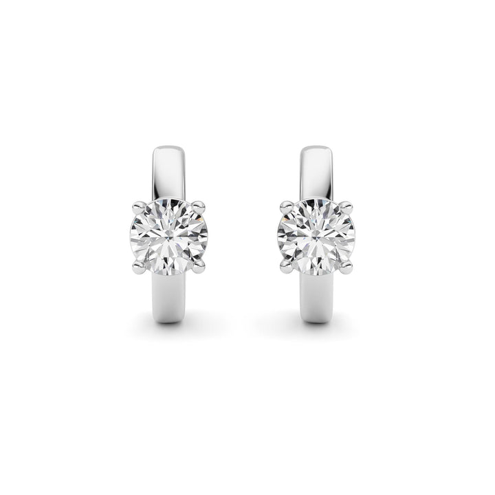 1Cttw Round Shaped Lab Grown Diamond (F/VS ) Huggie Earrings in 14K Gold