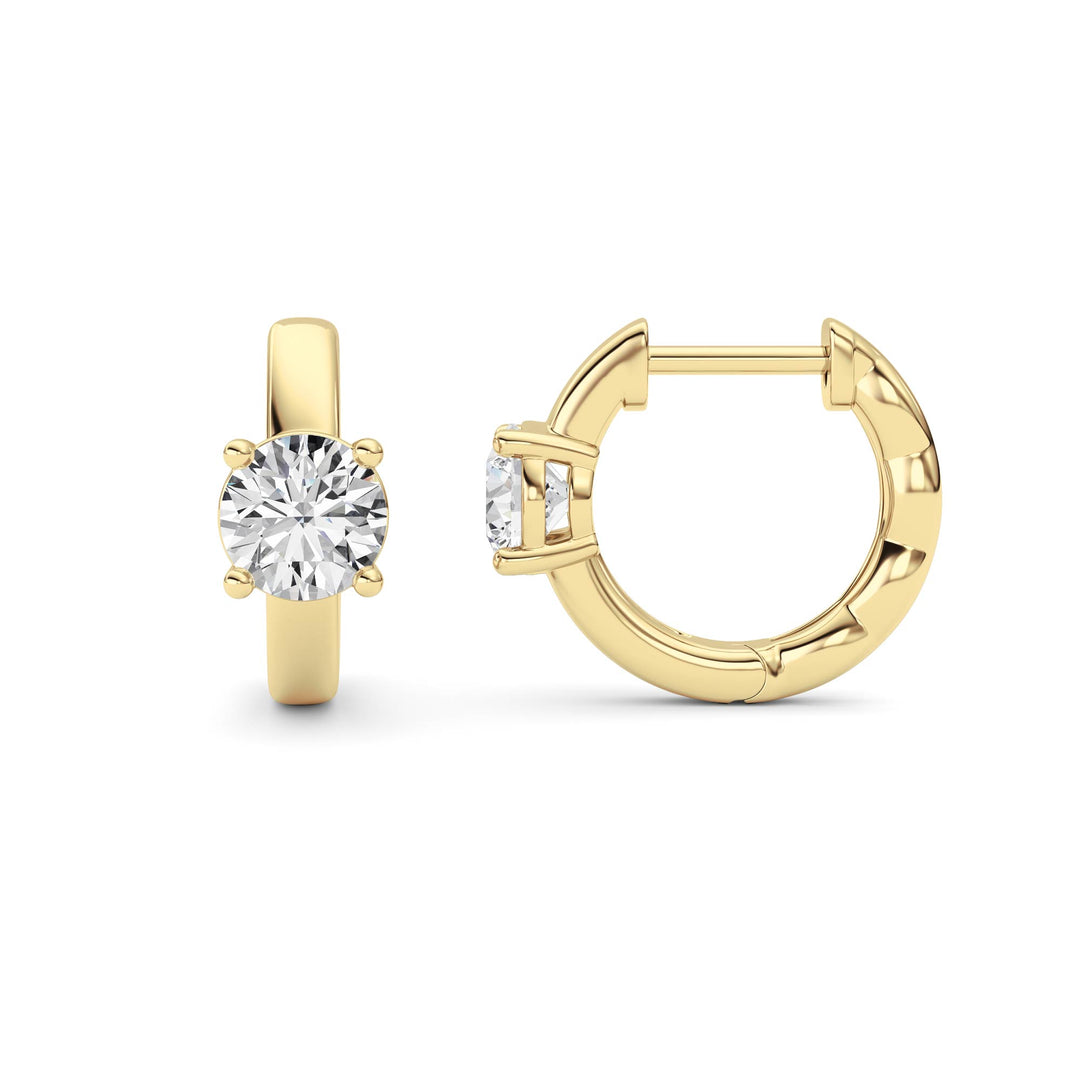 1Cttw Round Shaped Lab Grown Diamond (F/VS ) Huggie Earrings in 14K Gold