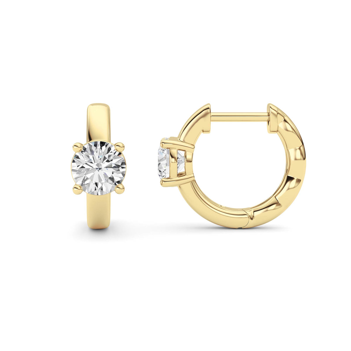1Cttw Round Shaped Lab Grown Diamond (F/VS ) Huggie Earrings in 14K Gold