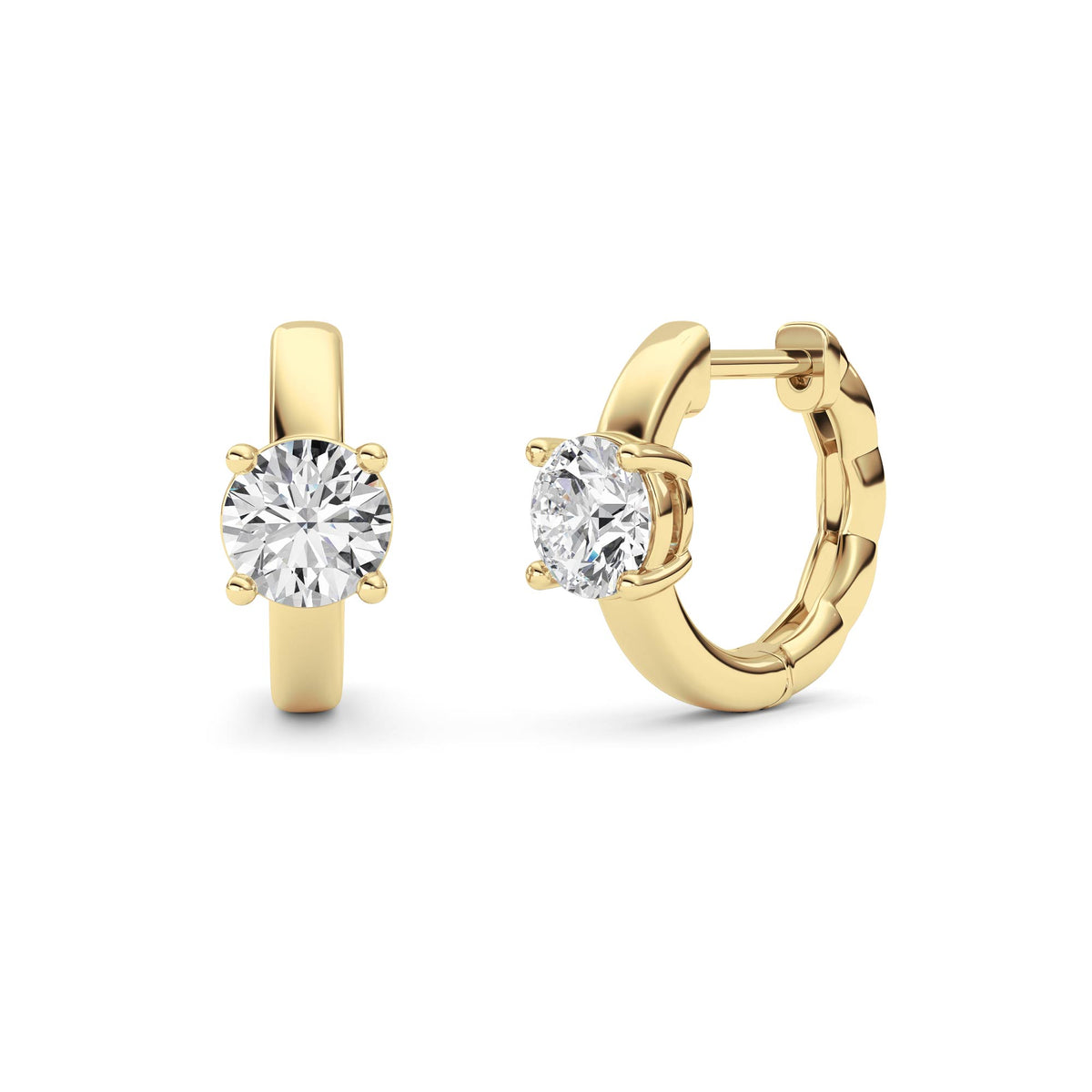 1Cttw Round Shaped Lab Grown Diamond (F/VS ) Huggie Earrings in 14K Gold