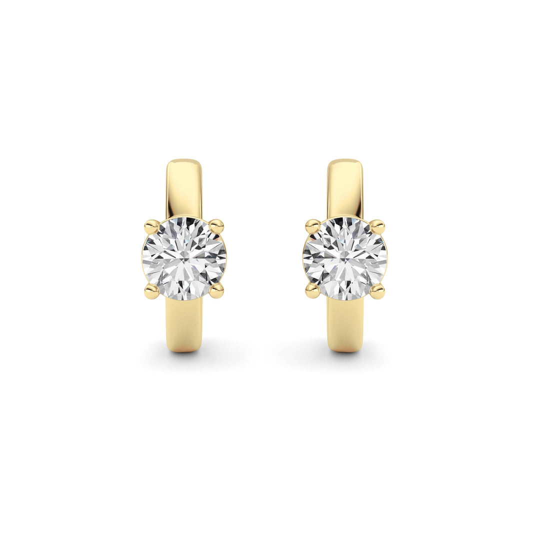 1Cttw Round Shaped Lab Grown Diamond (F/VS ) Huggie Earrings in 14K Gold
