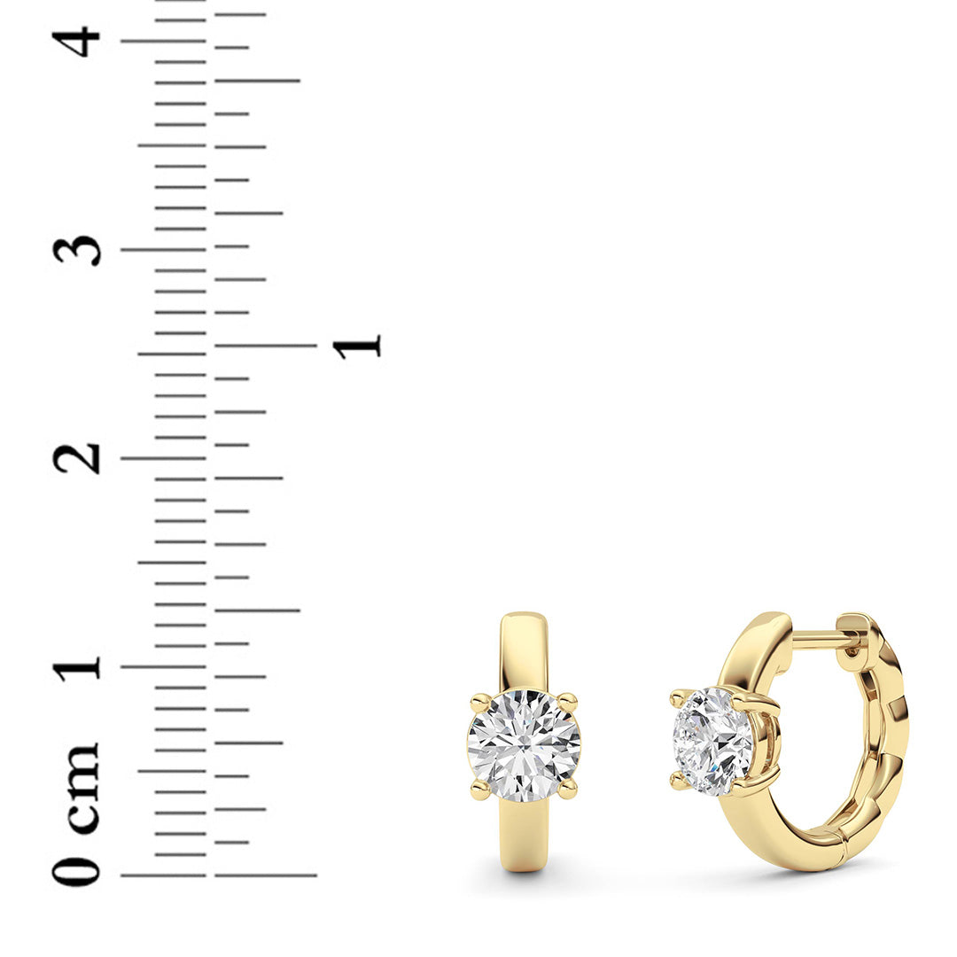 1Cttw Round Shaped Lab Grown Diamond (F/VS ) Huggie Earrings in 14K Gold