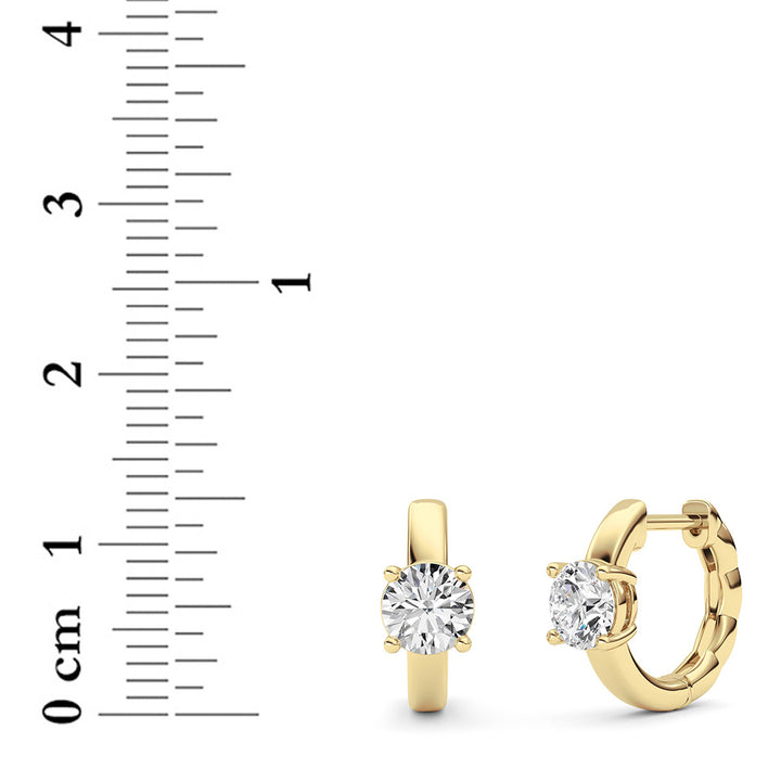 1Cttw Round Shaped Lab Grown Diamond (F/VS ) Huggie Earrings in 14K Gold