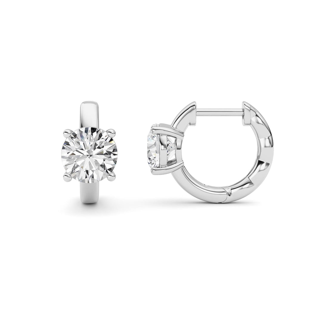 2Cttw Round Shaped Lab Grown Diamond (F/VS ) Huggie Earrings in 14K Gold