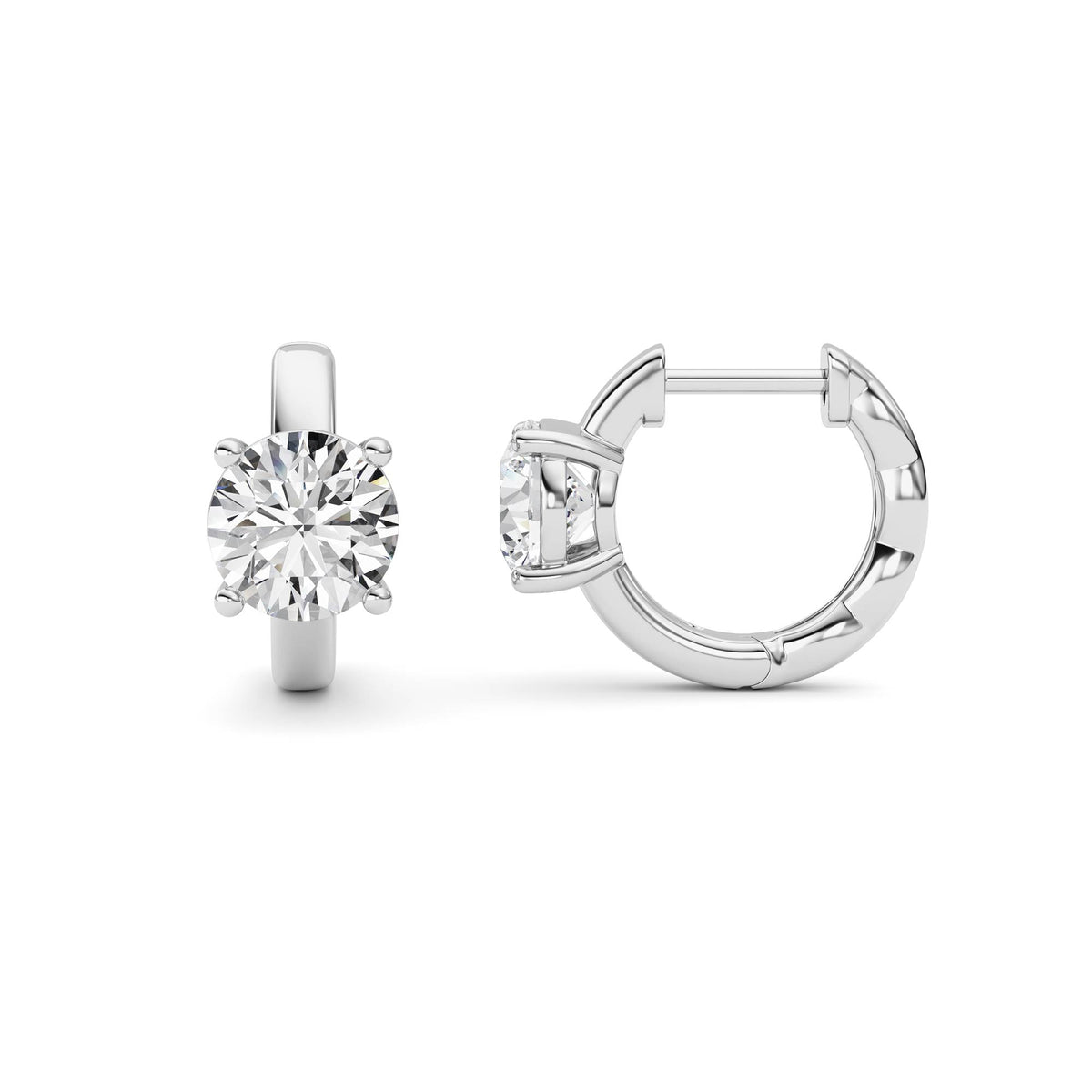 2Cttw Round Shaped Lab Grown Diamond (F/VS ) Huggie Earrings in 14K Gold