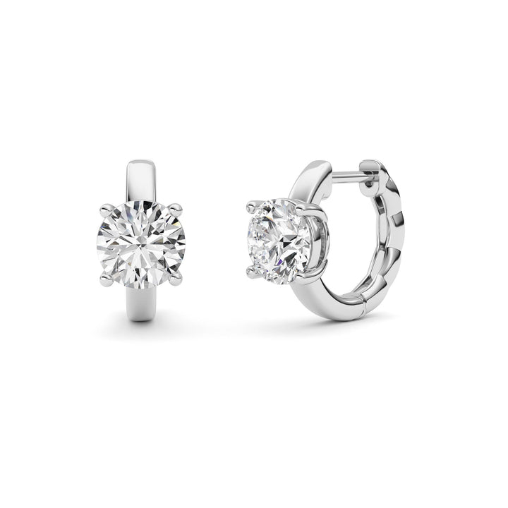 2Cttw Round Shaped Lab Grown Diamond (F/VS ) Huggie Earrings in 14K Gold
