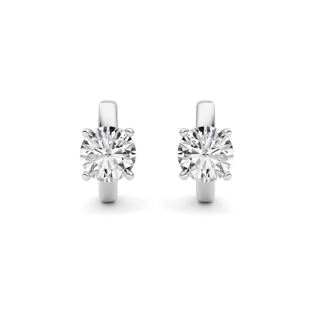 2Cttw Round Shaped Lab Grown Diamond (F/VS ) Huggie Earrings in 14K Gold