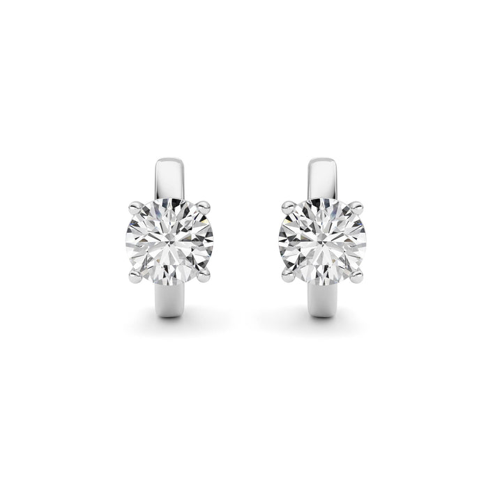 2Cttw Round Shaped Lab Grown Diamond (F/VS ) Huggie Earrings in 14K Gold