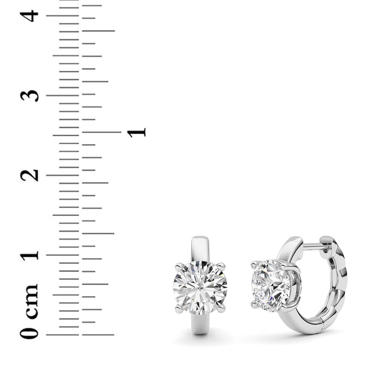 2Cttw Round Shaped Lab Grown Diamond (F/VS ) Huggie Earrings in 14K Gold