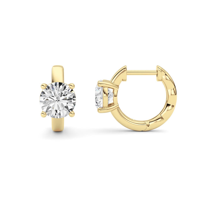2Cttw Round Shaped Lab Grown Diamond (F/VS ) Huggie Earrings in 14K Gold