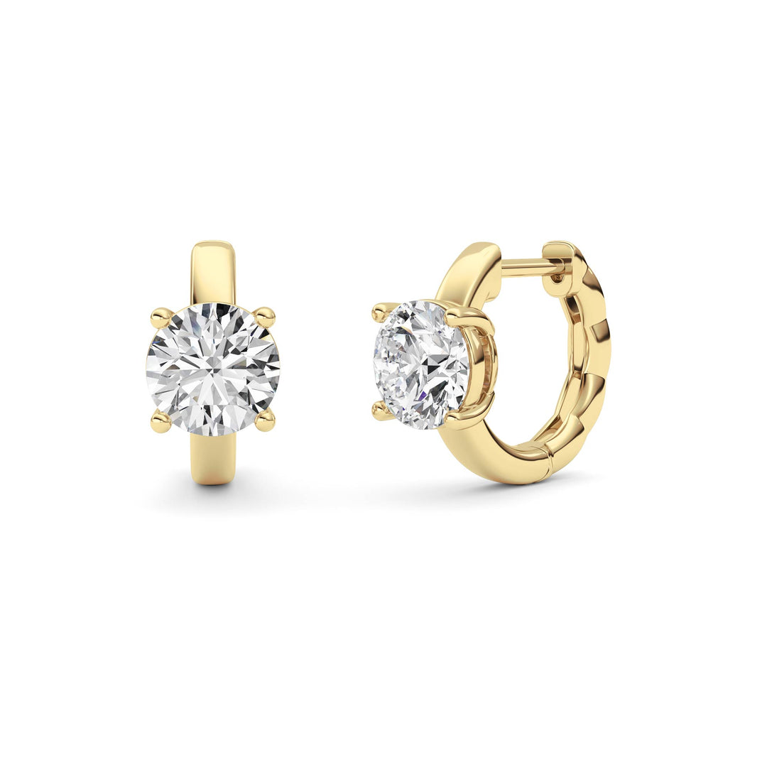 2Cttw Round Shaped Lab Grown Diamond (F/VS ) Huggie Earrings in 14K Gold