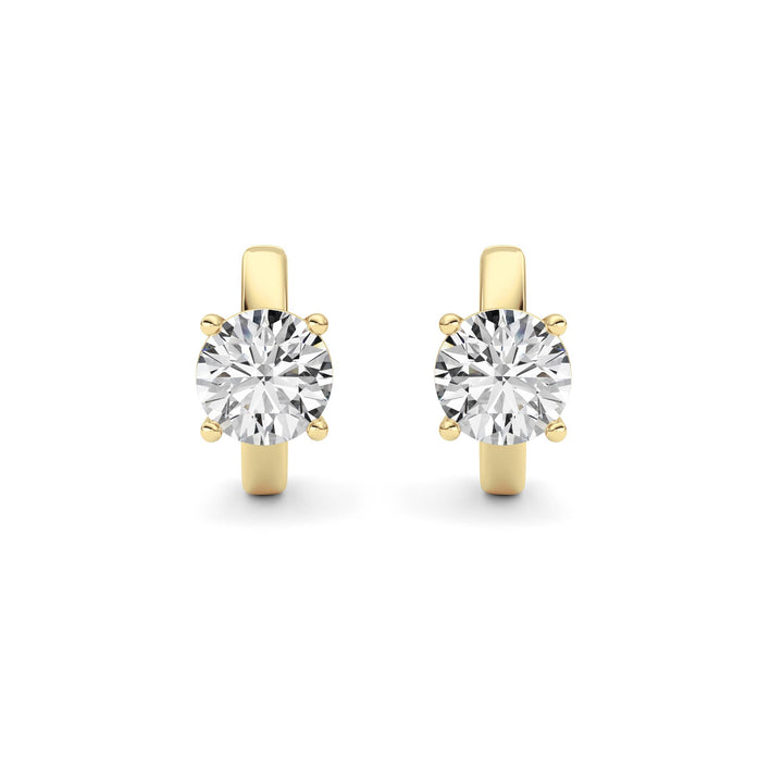 2Cttw Round Shaped Lab Grown Diamond (F/VS ) Huggie Earrings in 14K Gold