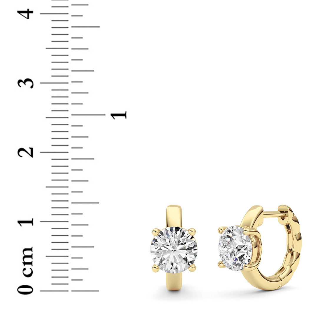 2Cttw Round Shaped Lab Grown Diamond (F/VS ) Huggie Earrings in 14K Gold