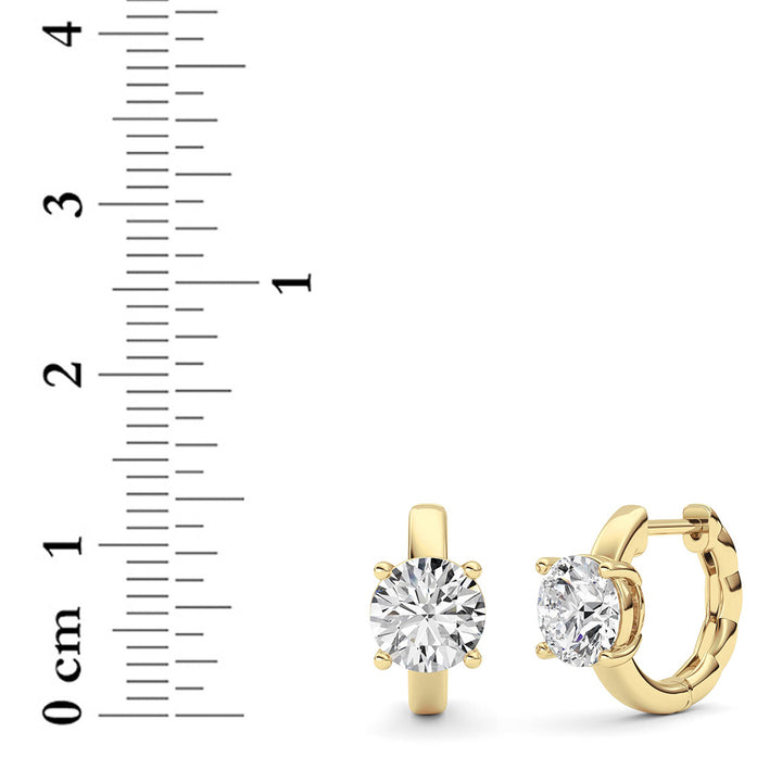 2Cttw Round Shaped Lab Grown Diamond (F/VS ) Huggie Earrings in 14K Gold