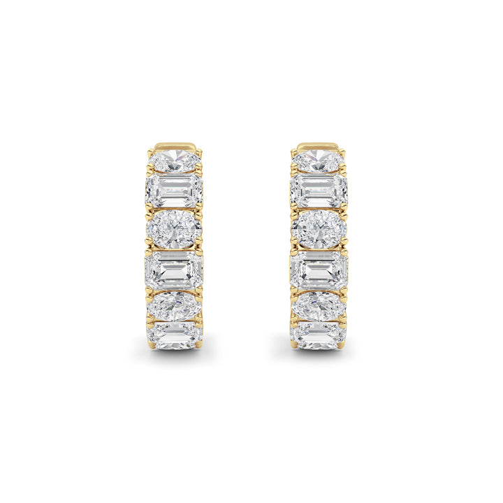 5Cttw Emerald Shaped Lab Grown Diamond (F/VS )Inside Out Hoop Earrings in 14K Gold