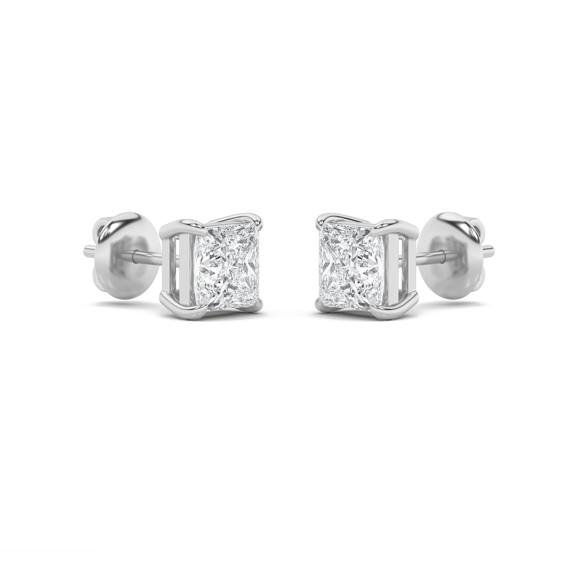 2Cttw Princess Shaped Lab Grown Diamond (F/VS) Stud Earrings in 14K Gold