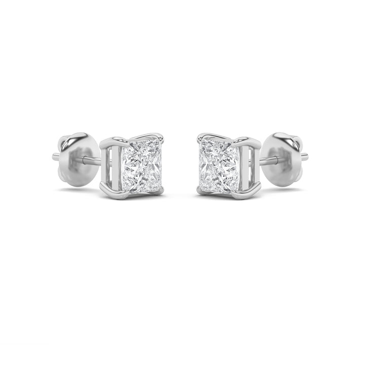 2Cttw Princess Shaped Lab Grown Diamond (F/VS) Stud Earrings in 14K Gold